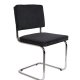 ZUIVER Ridge Rib spisebordsstol - sort fljl polyester og slv krom