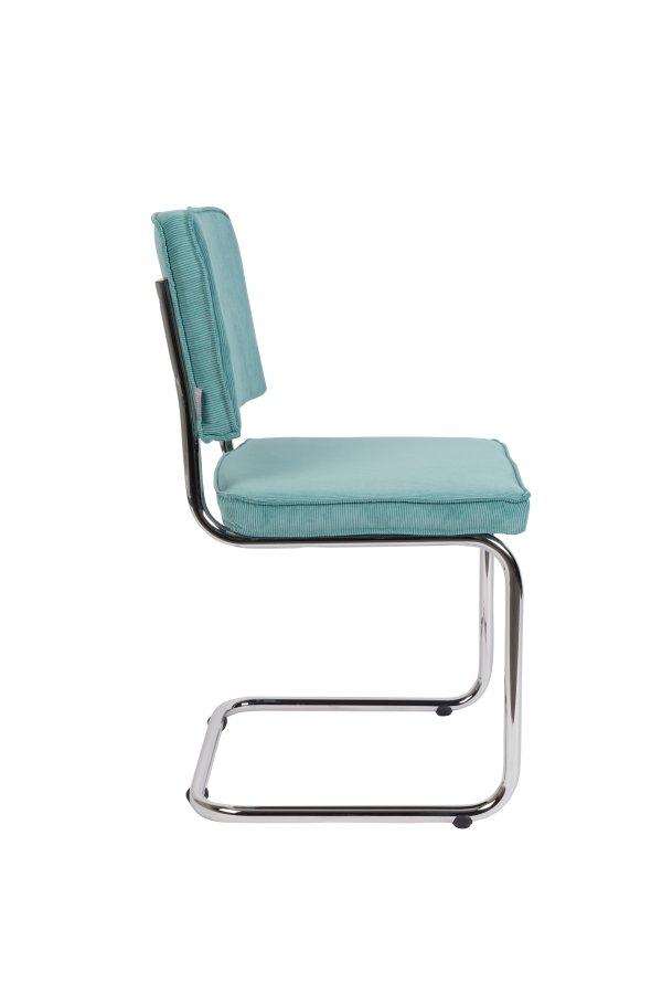 ZUIVER Ridge Rib spisebordsstol - bl fljl polyester og slv krom