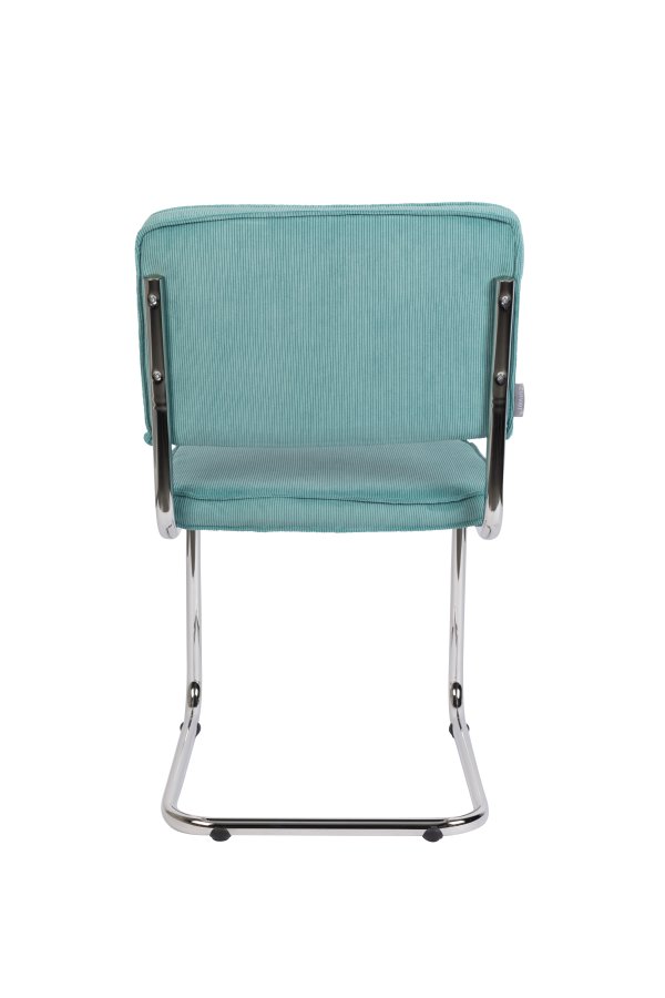 ZUIVER Ridge Rib spisebordsstol - bl fljl polyester og slv krom