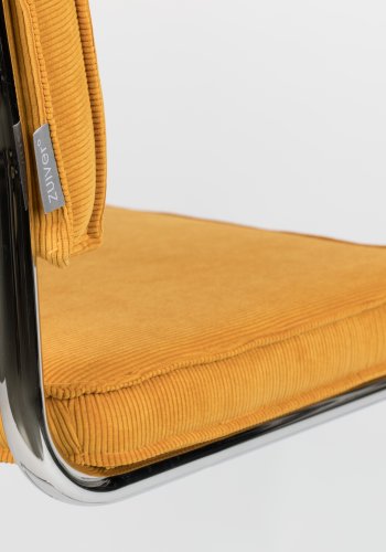 ZUIVER Ridge Rib spisebordsstol - gul fljl polyester og slv krom