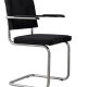 ZUIVER Ridge Rib lnestol, m. armln - sort fljl polyester og slv krom