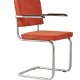ZUIVER Ridge Rib lnestol, m. armln - orange fljl polyester og slv krom