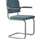 ZUIVER Ridge Rib lnestol, m. armln - bl fljl polyester og slv krom