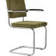 ZUIVER Ridge Rib lnestol, m. armln - grn fljl polyester og slv krom