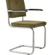 ZUIVER Ridge Rib lnestol, m. armln - grn fljl polyester og slv krom