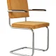 ZUIVER Ridge Rib lnestol, m. armln - gul fljl polyester og slv krom