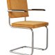 ZUIVER Ridge Rib lnestol, m. armln - gul fljl polyester og slv krom