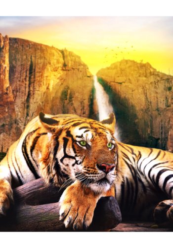 ARTGEIST Fototapet med eksotisk dyr - Asiatisk tiger og natur