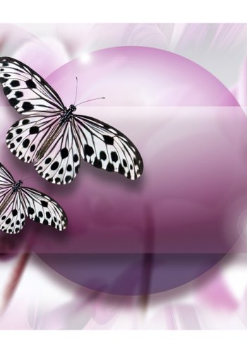 ARTGEIST Fototapet med sommerfugle i abstrakt dekorativt lyserdt og lilla farvemnster