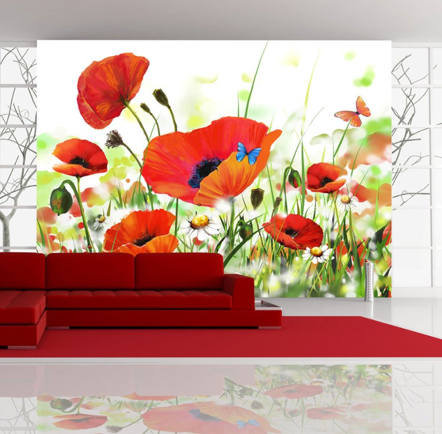 ARTGEIST Natur blomster fototapet med forrsblomster p eng