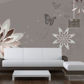 ARTGEIST Fototapet med blomstermotiv og abstrakt mnster - brun gr farver