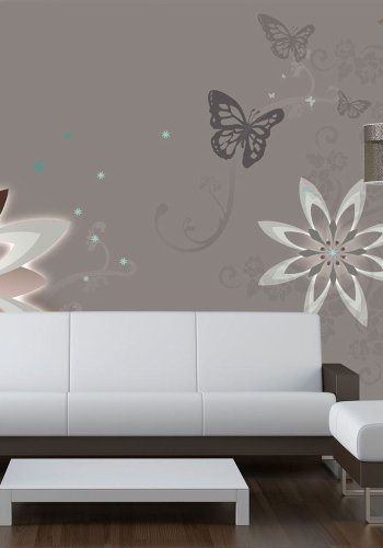 ARTGEIST Fototapet med blomstermotiv og abstrakt mnster - brun gr farver