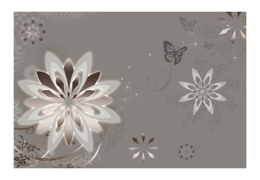 ARTGEIST Fototapet med blomstermotiv og abstrakt mnster - brun gr farver