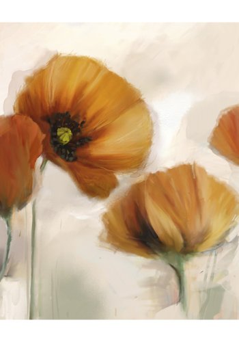 ARTGEIST Vintage maleri fototapet med orange valmue blomster