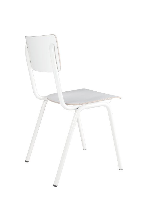 ZUIVER Back To School spisebordsstol, stabelbar - hvid HPL og hvid stl