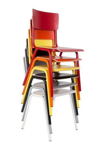 ZUIVER Back To School spisebordsstol, stabelbar - hvid HPL og hvid stl