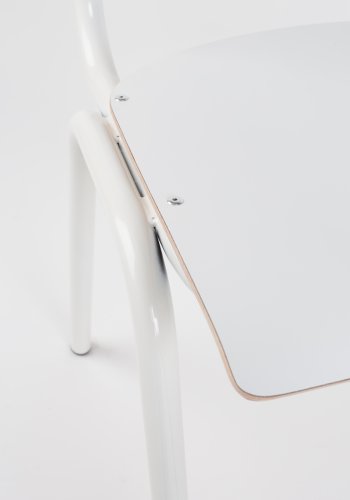 ZUIVER Back To School spisebordsstol, stabelbar - hvid HPL og hvid stl