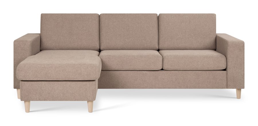 Pan set 1 3D sofa med chaiselong - antelope beige polyester stof og natur tr
