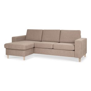 Pan set 1 3D sofa med chaiselong - antelope beige polyester stof og natur tr