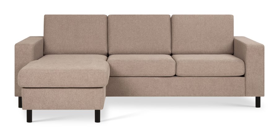 Pan set 1 3D sofa med chaiselong - antelope beige polyester stof og sort tr