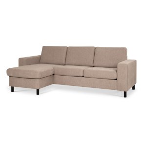 Pan set 1 3D sofa med chaiselong - antelope beige polyester stof og sort tr