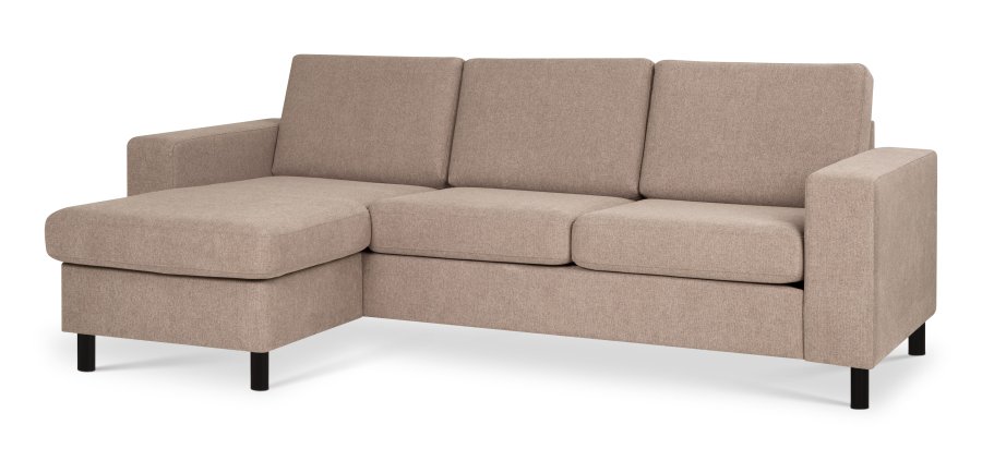 Pan set 1 3D sofa med chaiselong - antelope beige polyester stof og sort tr