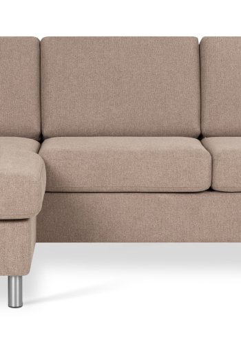 Pan set 1 3D sofa med chaiselong - antelope beige polyester stof og brstet aluminium