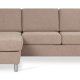Pan set 1 3D sofa med chaiselong - antelope beige polyester stof og brstet aluminium