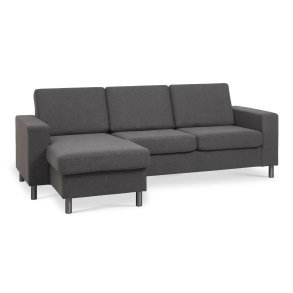 Pan set 1 3D sofa med chaiselong - antracitgr polyester stof og brstet aluminium