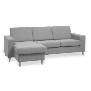 Pan set 1 3D sofa med chaiselong - gr polyester stof og natur tr