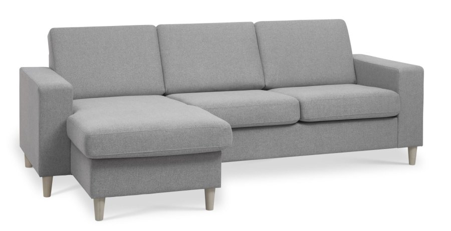 Pan set 1 3D sofa med chaiselong - gr polyester stof og natur tr
