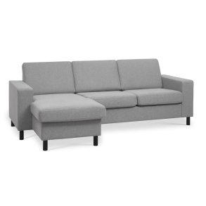Pan set 1 3D sofa med chaiselong - gr polyester stof og sort tr