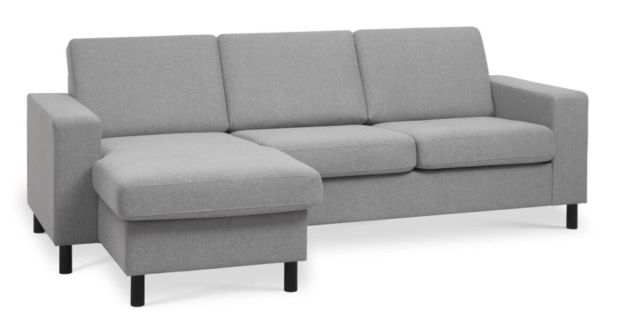 Pan set 1 3D sofa med chaiselong - gr polyester stof og sort tr