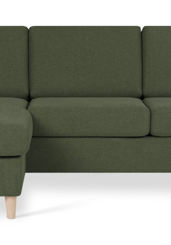 Pan set 1 3D sofa med chaiselong - vinter mosgrn polyester stof og natur tr