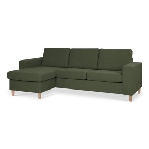 Pan set 1 3D sofa med chaiselong - vinter mosgrn polyester stof og natur tr