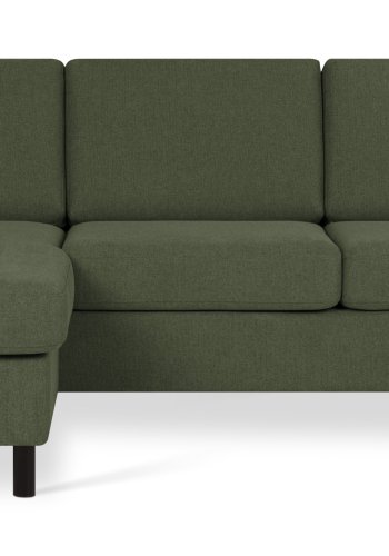 Pan set 1 3D sofa med chaiselong - vinter mosgrn polyester stof og sort tr