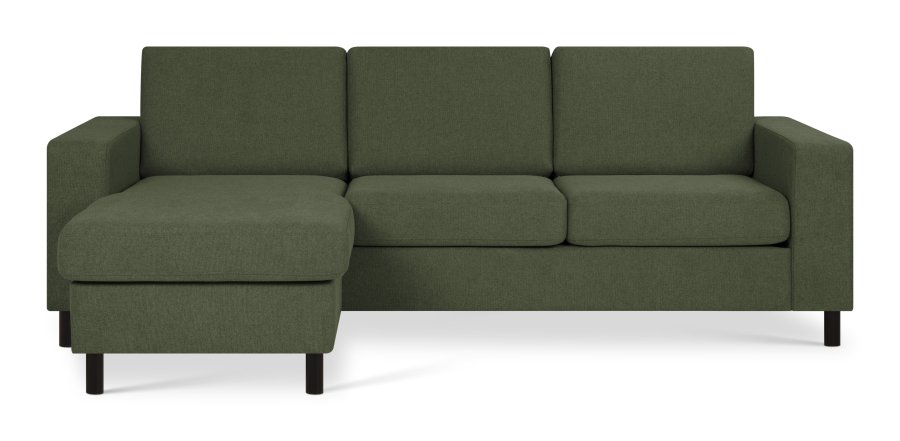 Pan set 1 3D sofa med chaiselong - vinter mosgrn polyester stof og sort tr