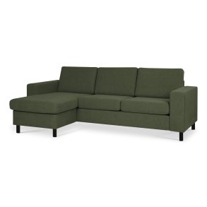 Pan set 1 3D sofa med chaiselong - vinter mosgrn polyester stof og sort tr