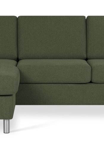 Pan set 1 3D sofa med chaiselong - vinter mosgrn polyester stof og brstet aluminium