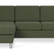 Pan set 1 3D sofa med chaiselong - vinter mosgrn polyester stof og brstet aluminium