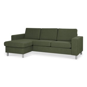Pan set 1 3D sofa med chaiselong - vinter mosgrn polyester stof og brstet aluminium