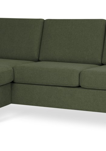 Pan set 1 3D sofa med chaiselong - vinter mosgrn polyester stof og brstet aluminium