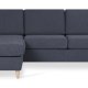 Pan set 1 3D sofa med chaiselong - bl polyester stof og natur tr