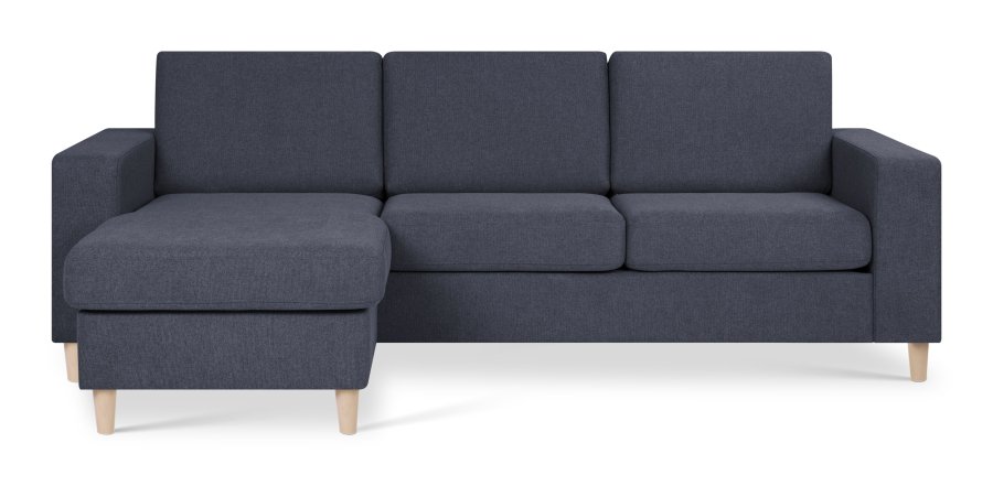 Pan set 1 3D sofa med chaiselong - bl polyester stof og natur tr