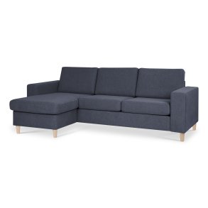 Pan set 1 3D sofa med chaiselong - bl polyester stof og natur tr