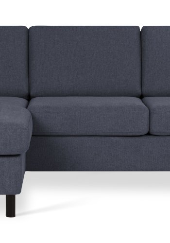 Pan set 1 3D sofa med chaiselong - bl polyester stof og sort tr