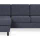 Pan set 1 3D sofa med chaiselong - bl polyester stof og sort tr