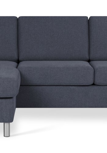 Pan set 1 3D sofa med chaiselong - bl polyester stof og brstet aluminium