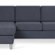 Pan set 1 3D sofa med chaiselong - bl polyester stof og brstet aluminium