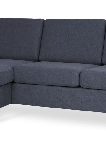 Pan set 1 3D sofa med chaiselong - bl polyester stof og brstet aluminium